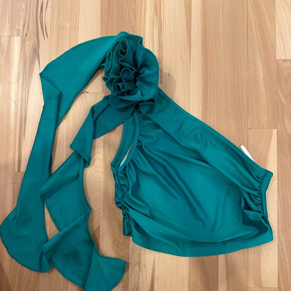 Elegant Teal One-Shoulder Top